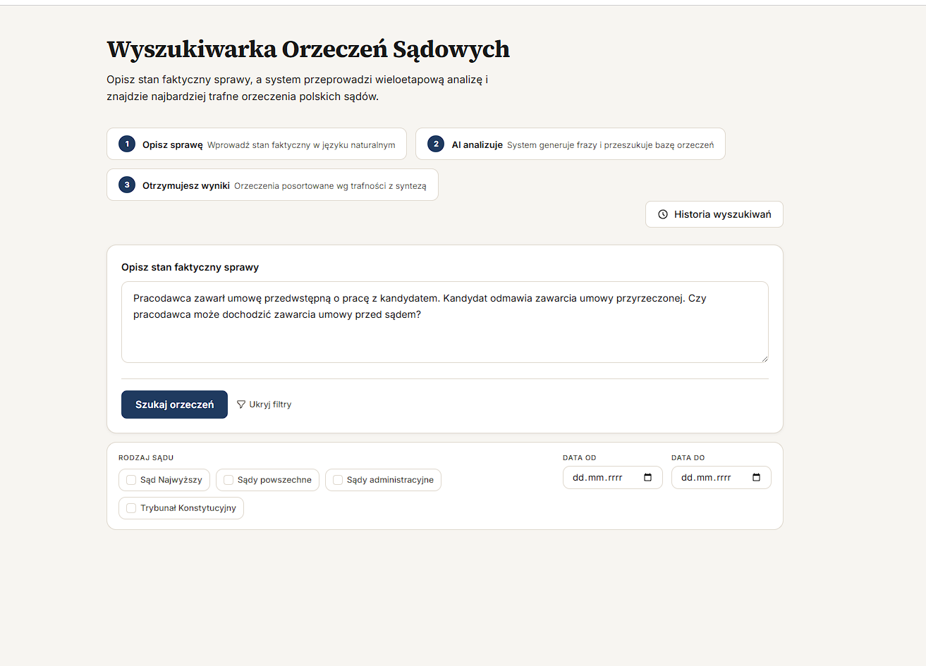 Opis sprawy w języku naturalnym